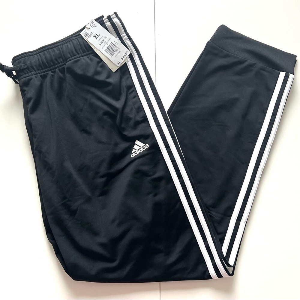 Adidas Women’s Black With Three White Stripe Sweatpants Size XL NWT